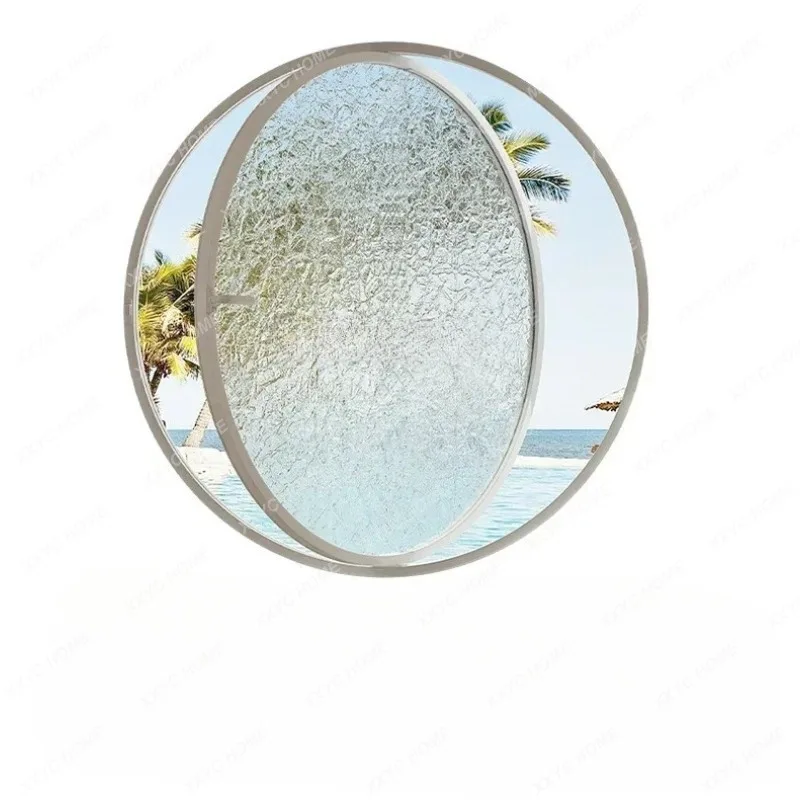 X Central axis rotating round window Moon window Indoor peep-proof round glass Attic landscape round Art window
