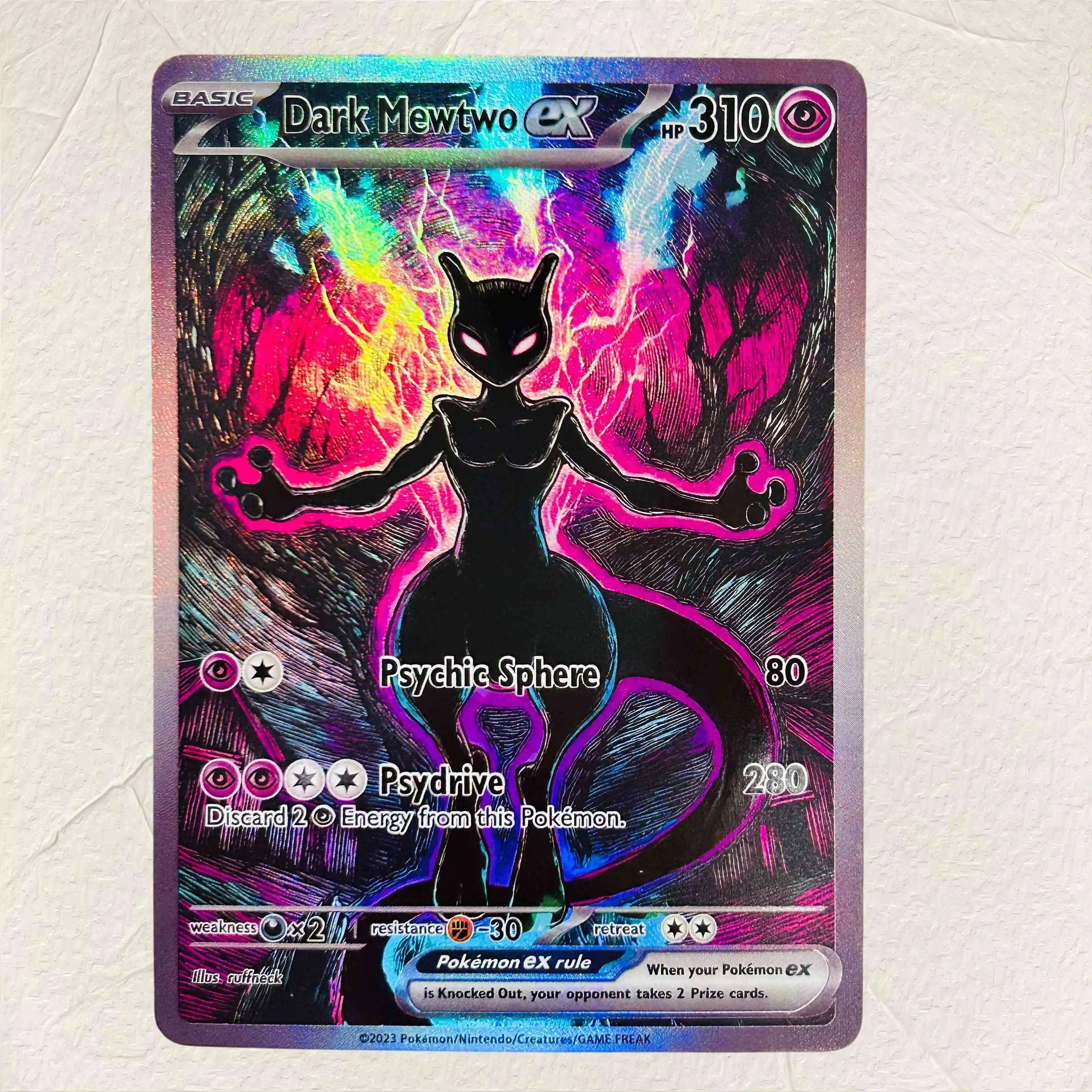 DIY Dark Mewtwo Ex Foil-Textur-Karten, englische Version, Sammlerqualität, Premium-Anime-Sammelkarten