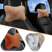 Winter Car Seat Neck Rest Pillow Plush Car Headrest Warmth Comfort Accessories Support Lumbar Pillow Universal and Cushion E8F7