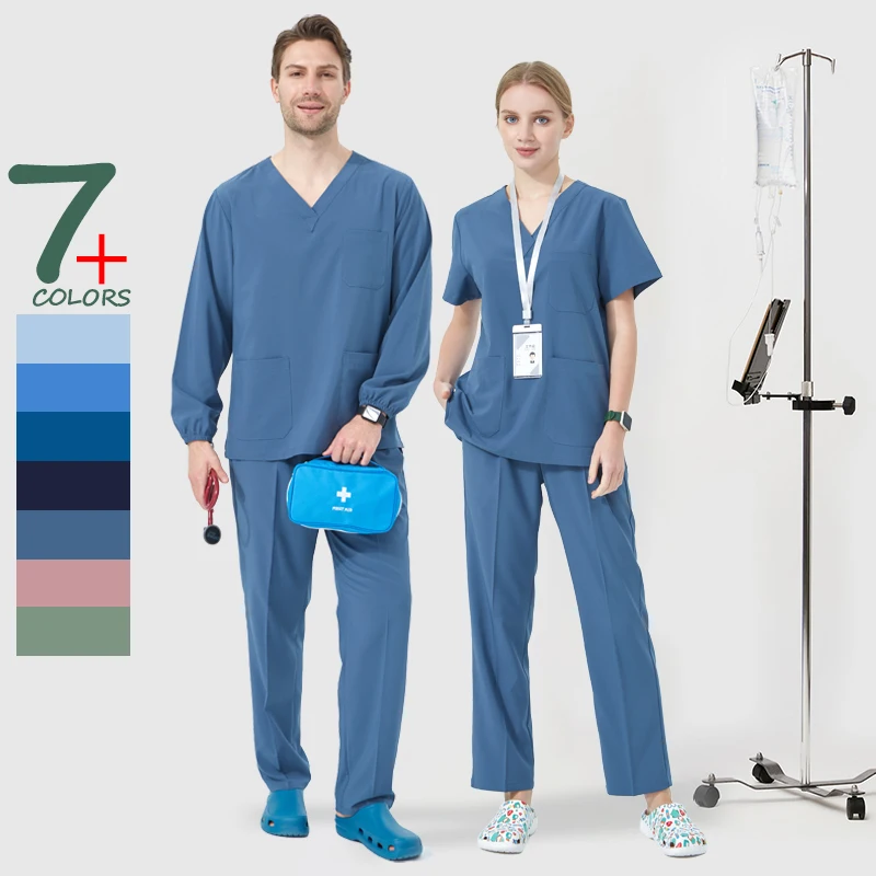 Soil Release Medical Scrubs Classic V-Neck Dental Hospital Nursing Suits Operating Room Clothing ICU Working Uniforms Soft S01