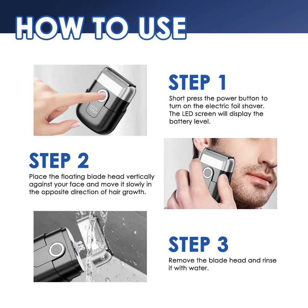ماكينة حلاقة كهربائية صغيرة، ماكينة حلاقة رجالية محمولة سريعة الشحن، سكين لحية منزلي