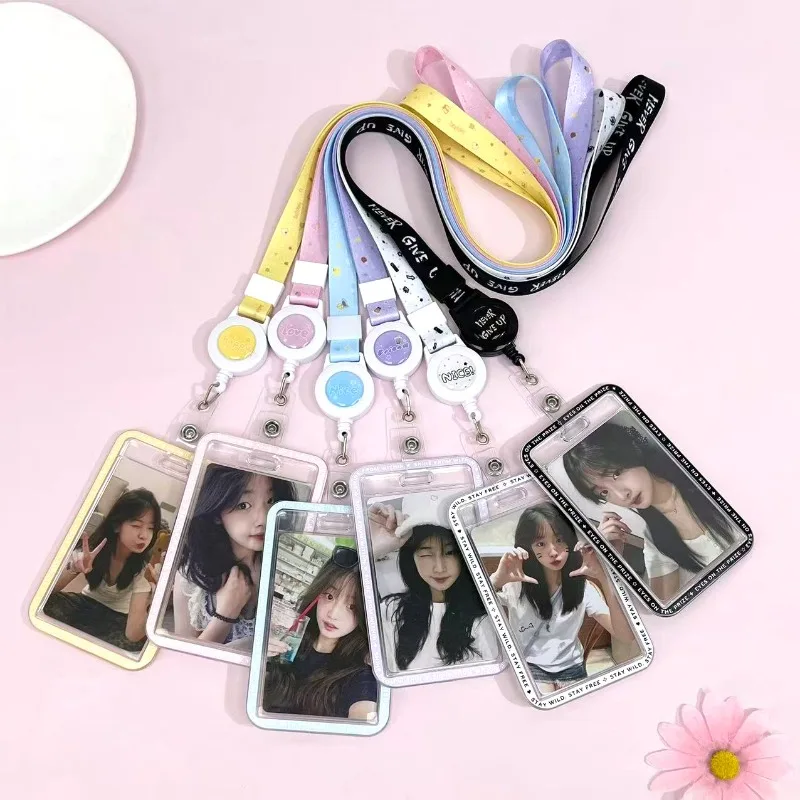 

Эстетический INS прозрачный держатель для фотокарточек, прозрачный держатель для удостоверений личности для школьной карты кампуса, милый чехол для карточек с фотодисплеем для студентов