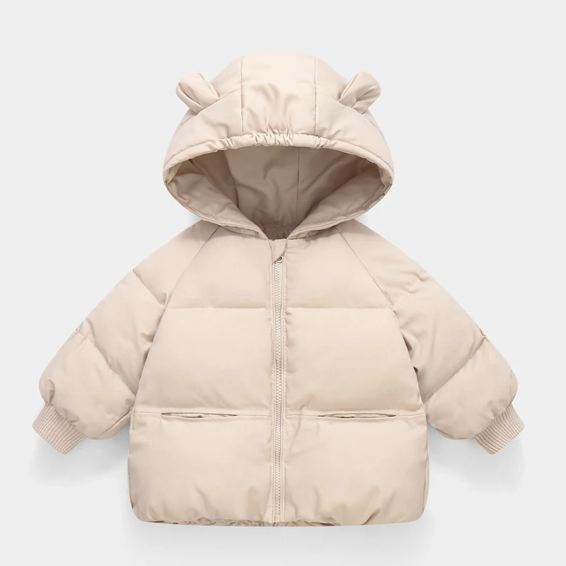 Winter Autumn New Baby Girls Jacket Solid Color Thick Keep Warm Down Outerwear For 2 3 4 5 6 Years Boys Hooded Cotton Snowsuit