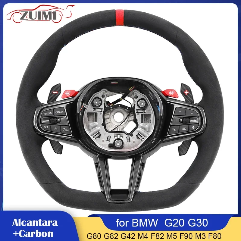 BMW G/Fシリーズ G20 G30 G31 G32 G01 X4 G02 G87 M3 G80 M4 G82 G42 G21 G14 G15 G16用レザーカーボンカーボンステアリングホイールアセンブリ