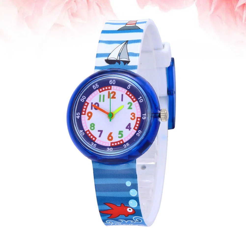 

Cartoon Kids Quartz Watch Lovely Creative Sailboat Design Comfortable Wristband Casual Child Watch for Students