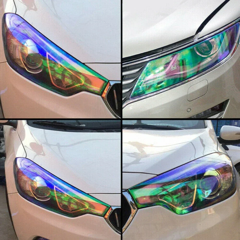 1 Roll Car Chameleon Light Blue Headlight Taillight Fog Light Vinyl Tint Film 12x48 Inch Exterior Accessories