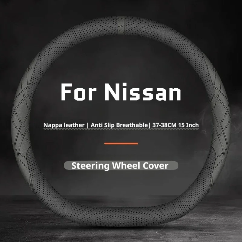 Leather Car Steering Wheel Cover For Nissan Minimalist Fit Patrol Pathfinder Navara Rogue X-Trail Qashqai Altima Car Accessories