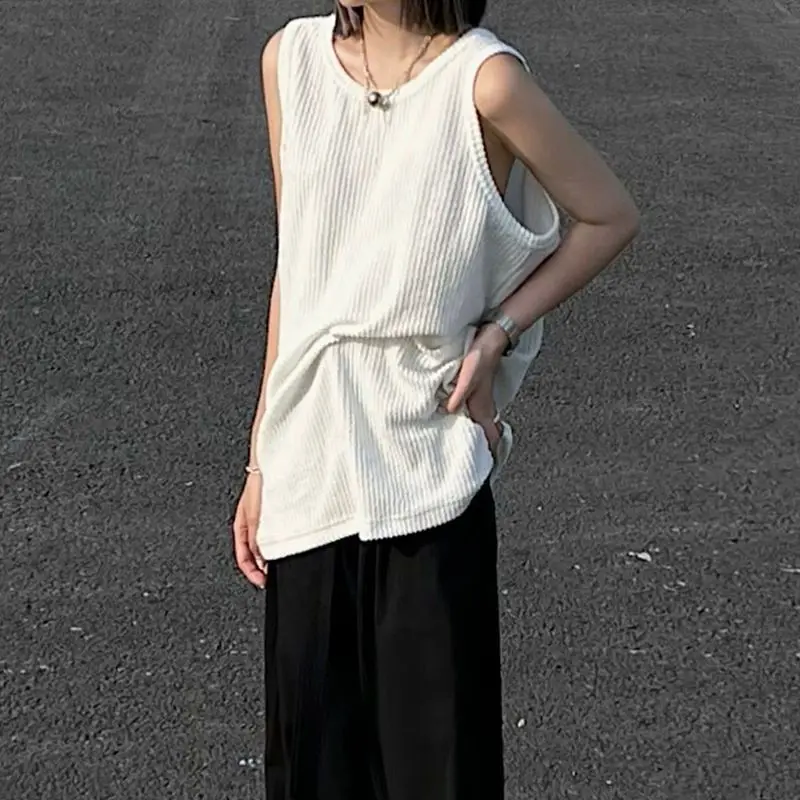 

Fall Fake Two Spliced Sleeveless Women Tank Tops T Shirt Korean Style Fashion Loose Casual Harajuku Hip Hop Punk Vest Streetwear