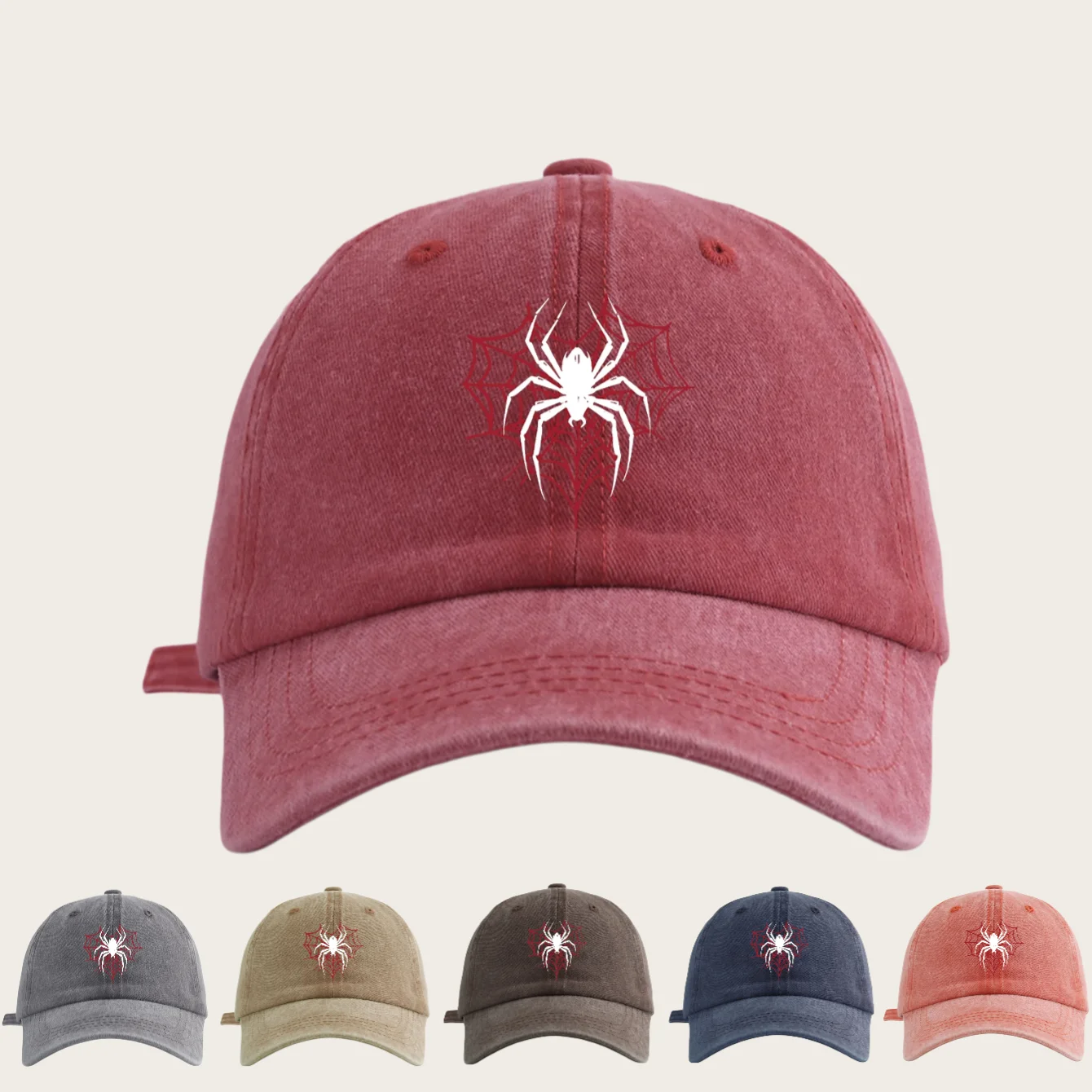1 Stück Baseballkappe mit Spinnen-Print für Erwachsene, minimalistischer Retro-Stil, lässige, weiche, verstellbare Dad-Mütze, perfekt als Partygeschenk