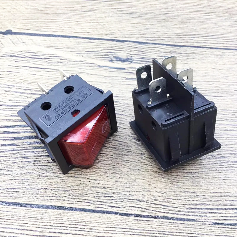 1~5PCS/LOT KCD4 large ship-type switch KND6-201D lighted vacuum cleaner button switch lever switch 16A four-pin two-position