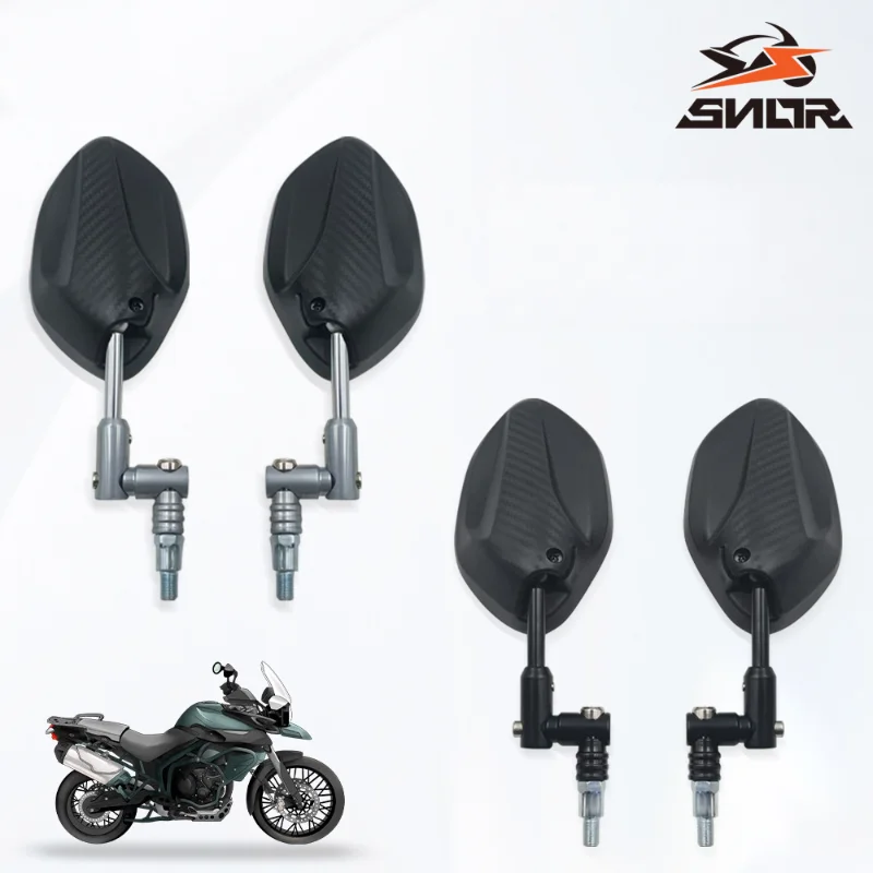SNOR Scooter Adjustable Convex Glass Side Rearview Mirror Pair With Adapter Mounting Bracket For Yamaha Nmax155 Motorcycle