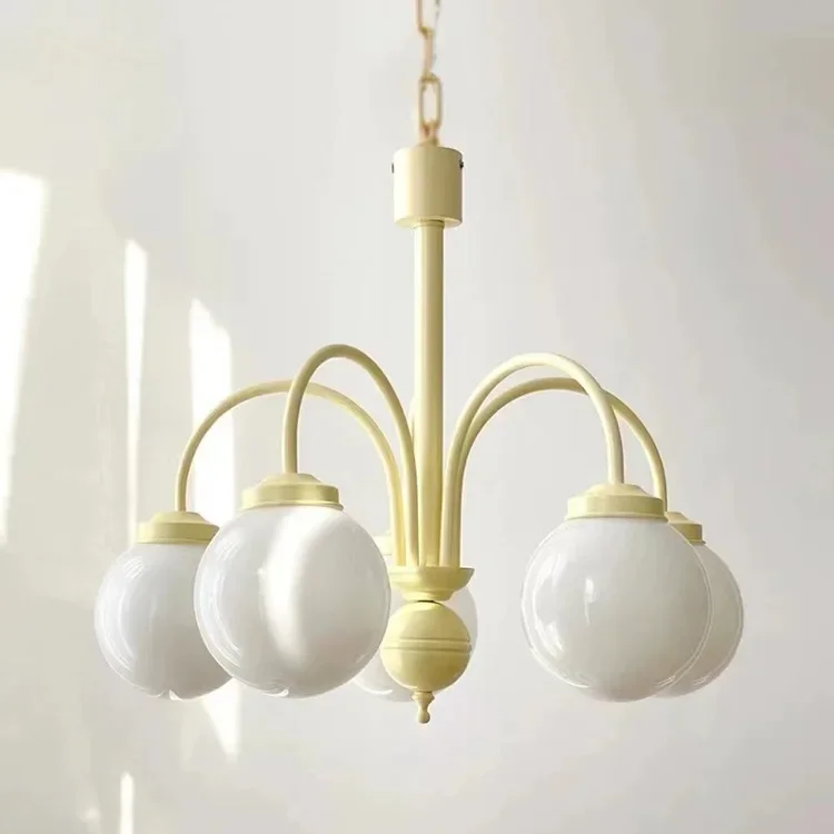 GHJUYIOL French master bedroom chandelier with vanilla beige cream Nordic living room light and rural retro style chandelier