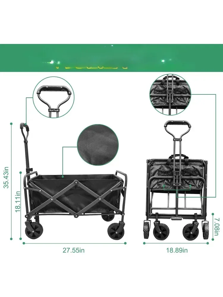 Beach Cart Large Capacity, Heavy Duty Folding Portable, Collapsible Wagon For Sports, Shopping, Camping