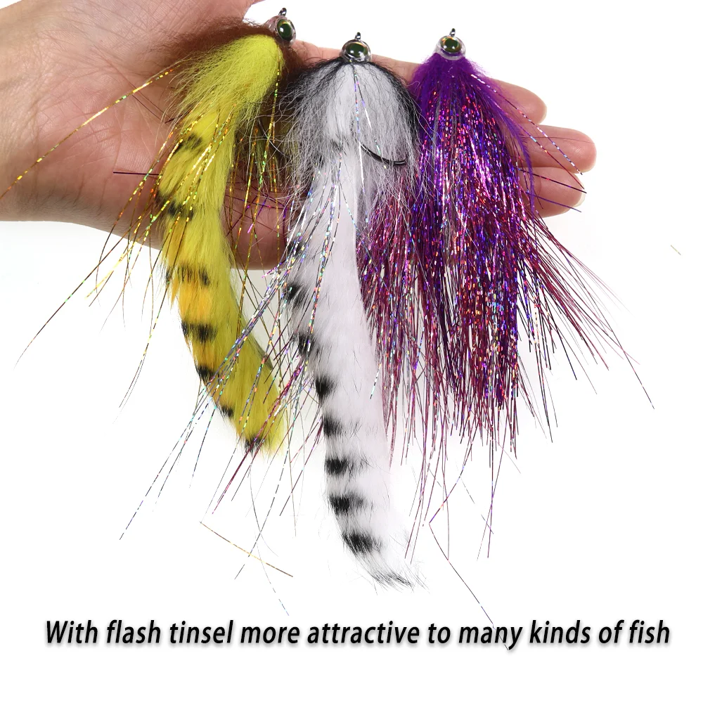 LIONRIVER Saltwater Fishing Bait Streamer Fly Suspending Streamer Musky Bass Pike Salmon Fishing Lure Flies With Steel  Fishhook