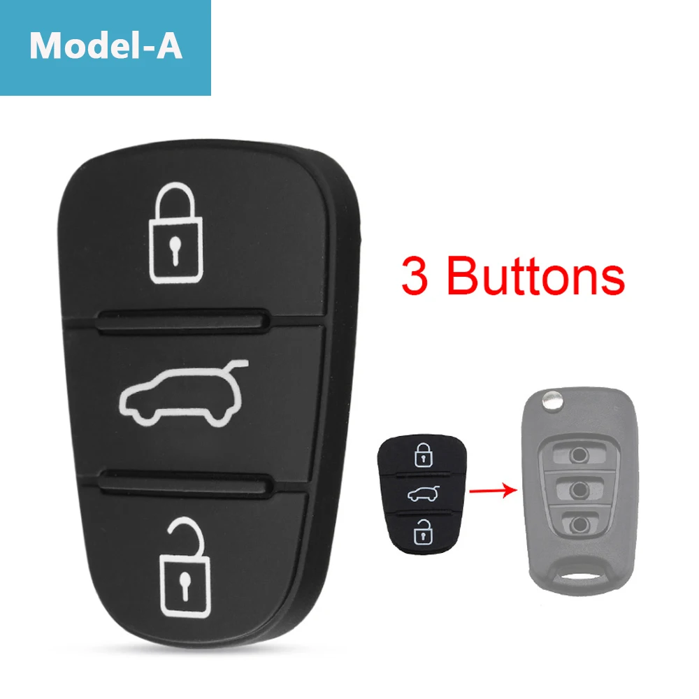 3 Buttons Remote Car Key Shell Fob Rubber Pad for Hyundai Solaris Accent Tucson l10 l20 l30 IX35 Kia K2 K5 Rio Ceed Key Case