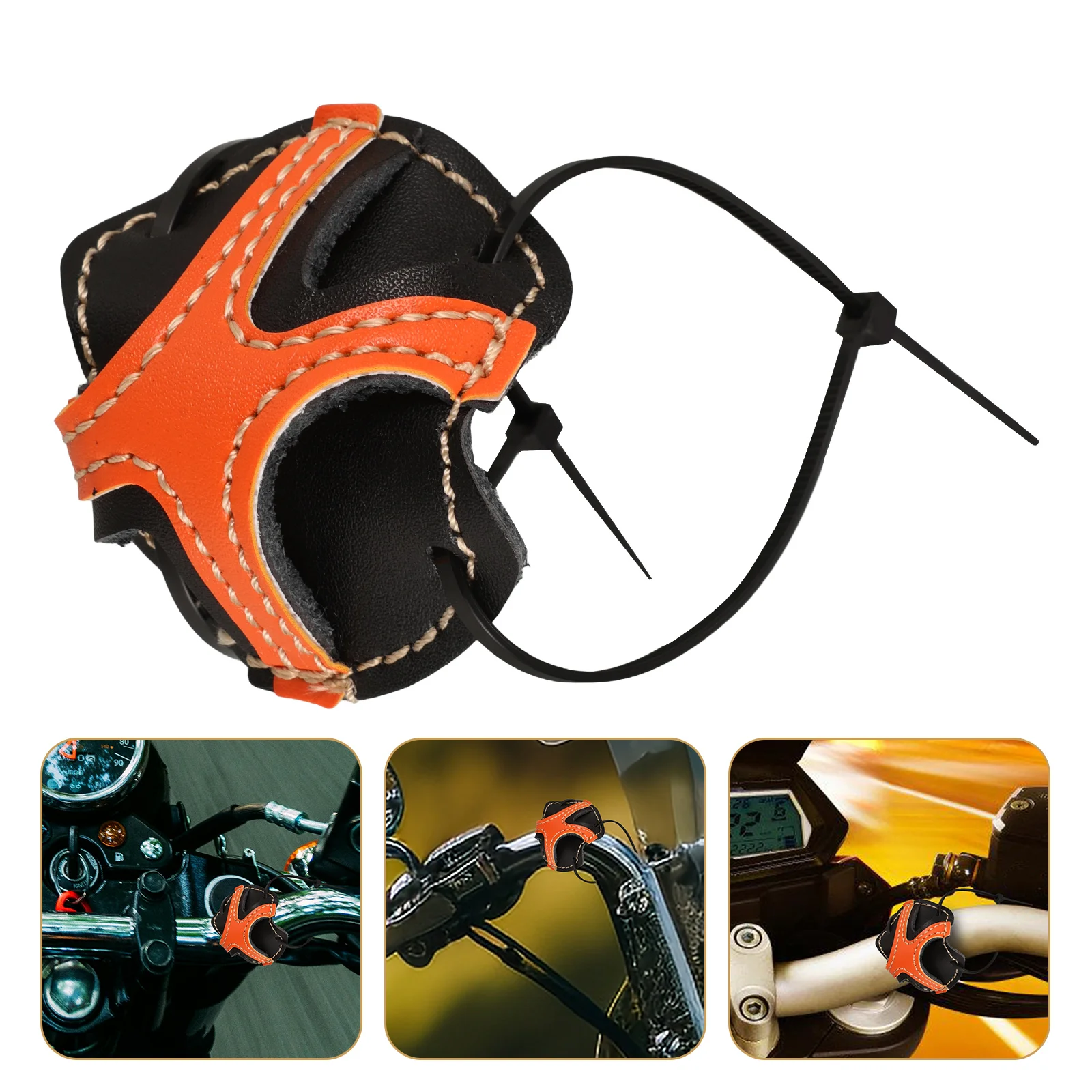 

Motorcycle Handlebar Sunglasses Holder Orange Eyeglass Case Vintage Handlebar Bag Storage Organizer Cowhide Hanger