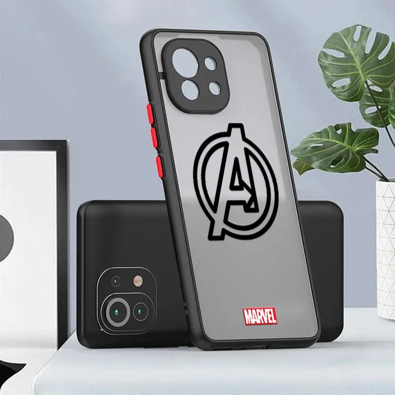 Marvel Avengers Logo Iron man Groot Mi 11 Lite 5G NE Cases For Xiaomi 11 12 Pro 8 9 10 Lite Poco X3 NFC F3 M3 M4 Pro Matte Funda