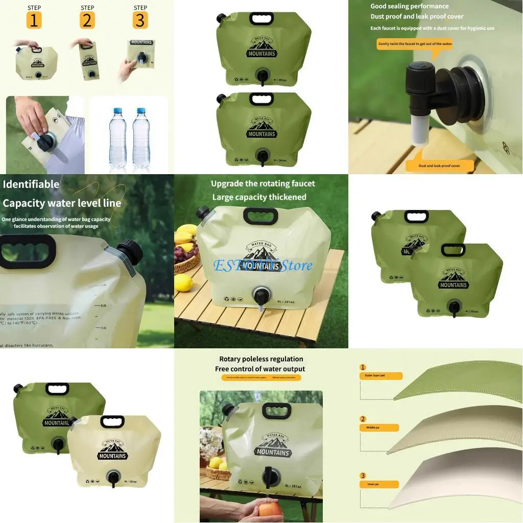 

G6DE Convenient Portables Water Holder Outdoor Hiking Folding Water Bucket Bag