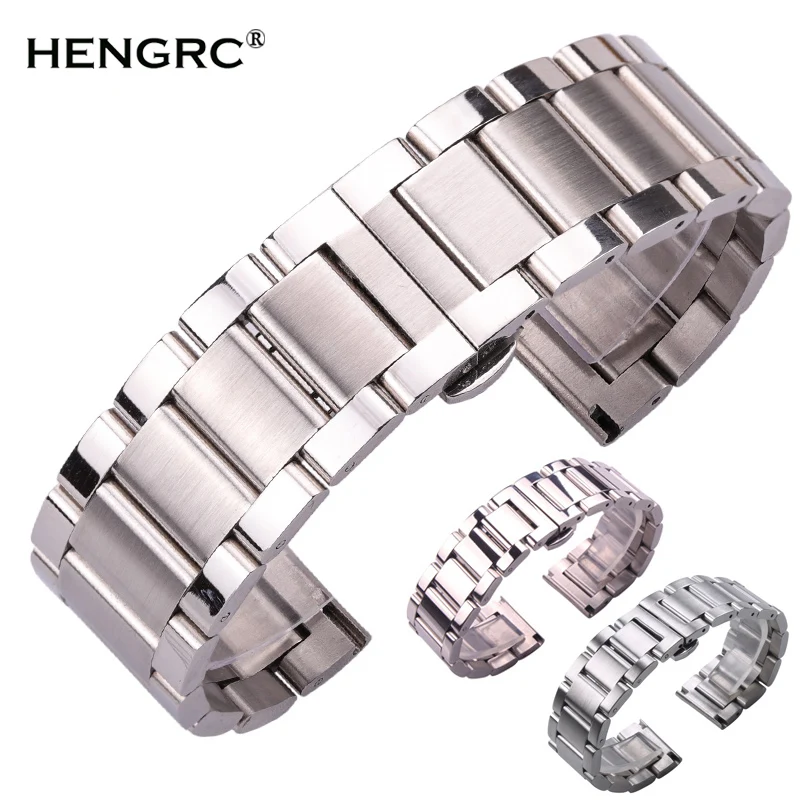 Watch Band Bracelets Men Women Solid Stainless Steel 18mm 20mm 21mm 22mm 23mm 24mm Watchband Strap Accessories