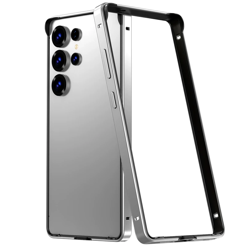 Metallrahmen mit Weicher Innenstoßdämpfer-Hülle für Samsung Galaxy S25 S26 Ultra S24 Plus S26Ultra S26+ Aluminium Harte Schlanke Handyhülle