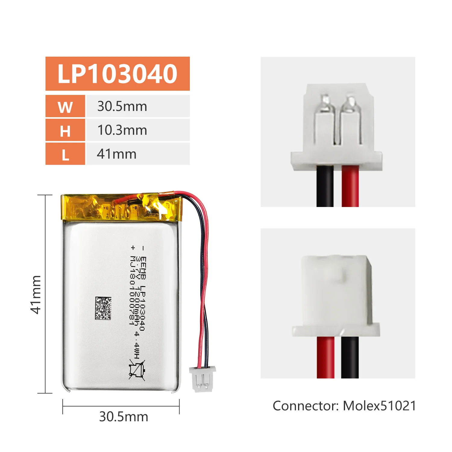 EEMB 1~10SZT 103040   Bateria 3,7 V 1200 mAh Akumulator litowo-polimerowy do głośnika Bluetooth, baterii urządzenia do masażu