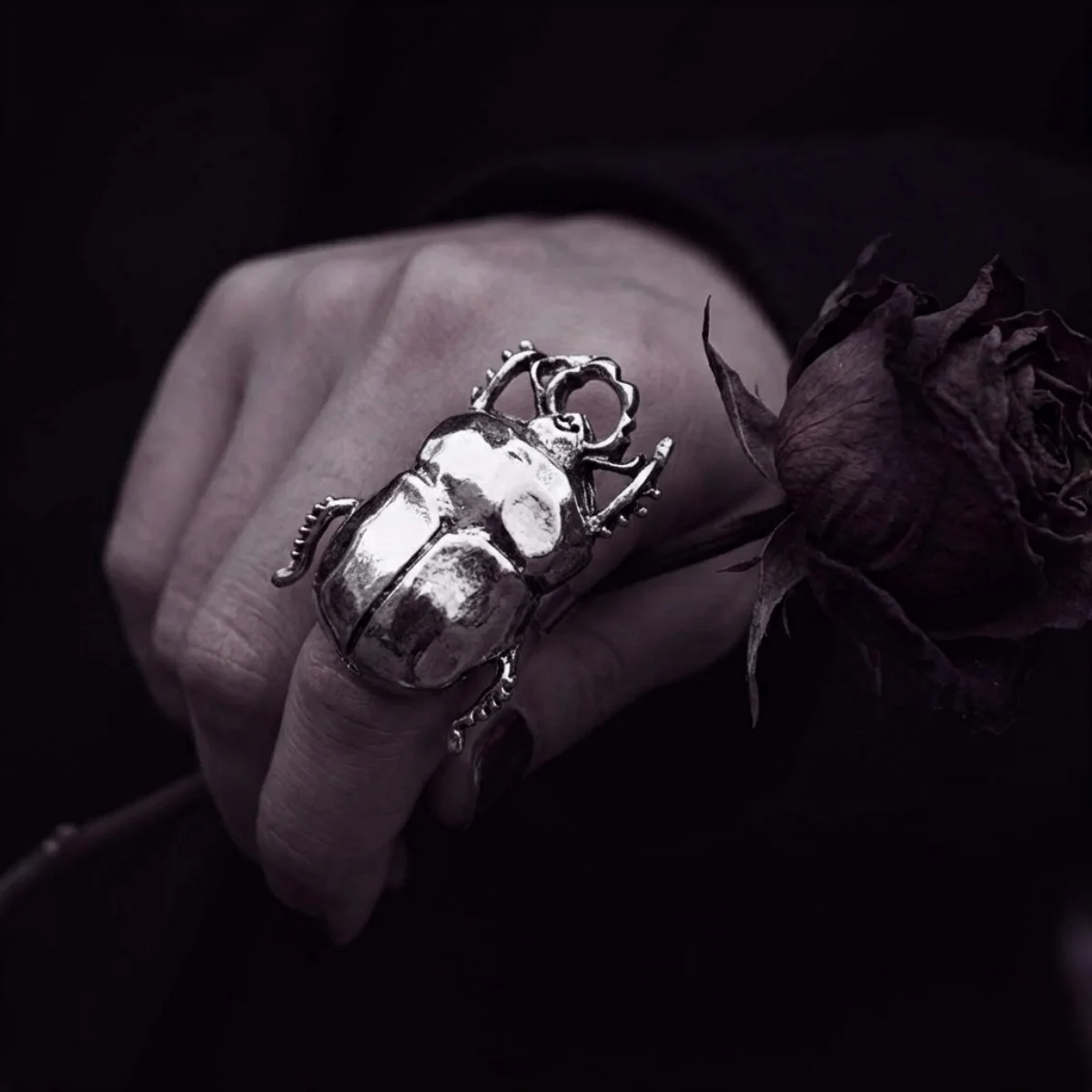 Kreative Insekten-Zikaden-Käfer-Öffnungsringe für Damen und Herren, Vintage-Punk-Metall-Tier-Fingerring, Party- und Alltagsmode-Schmuck – Detail 9