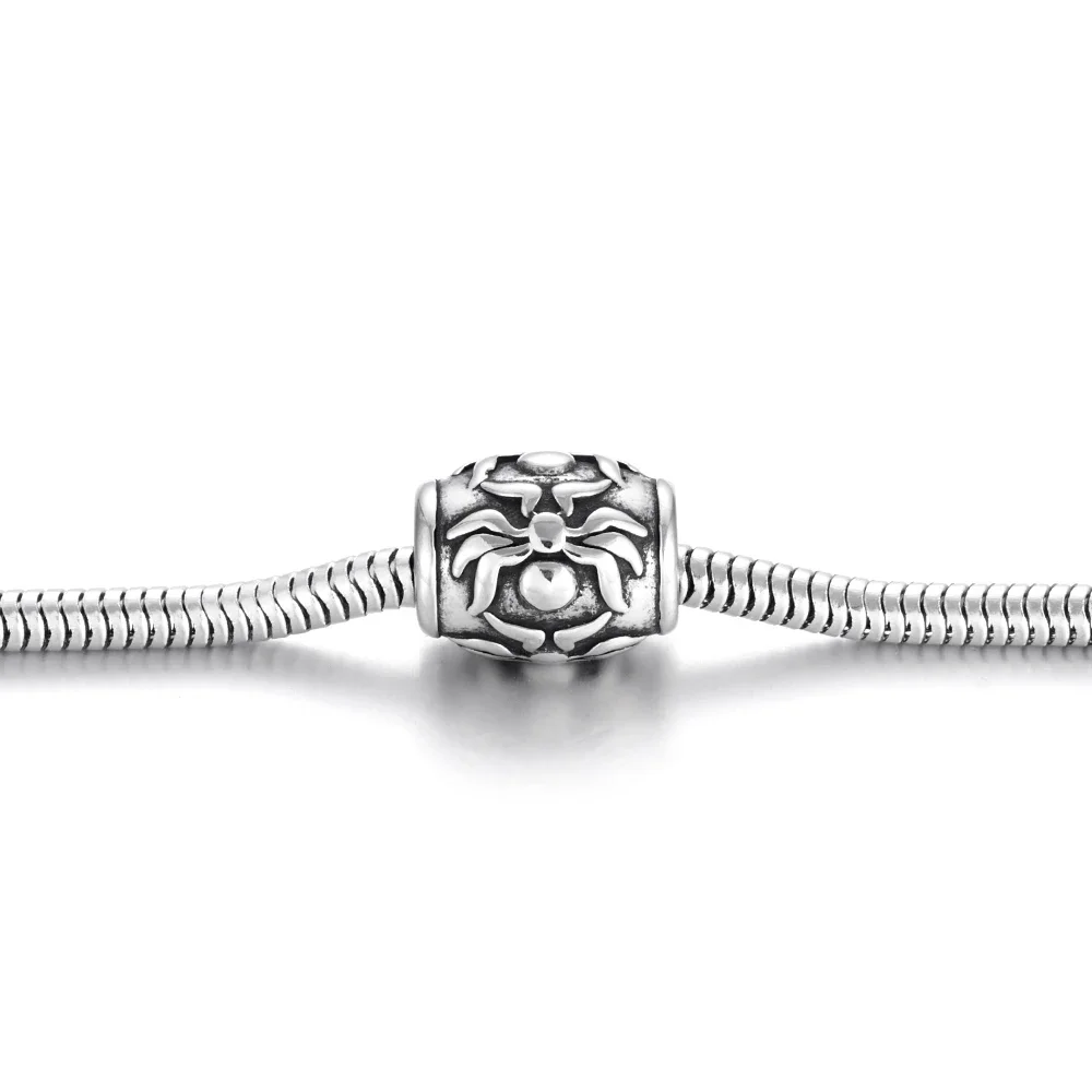 Stainless Steel Beads Barrel Patterned 5mm Hole Metal European Bead DIY Supplies Jewelry Findings Bracelet Making Accessories