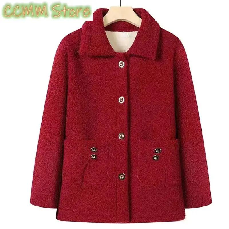 Mother Women's New Coat Cashmere Female Autumn Winter Plus Warm Cotton Padded Coat Warm Jacket Velvet Cotton Overcoat