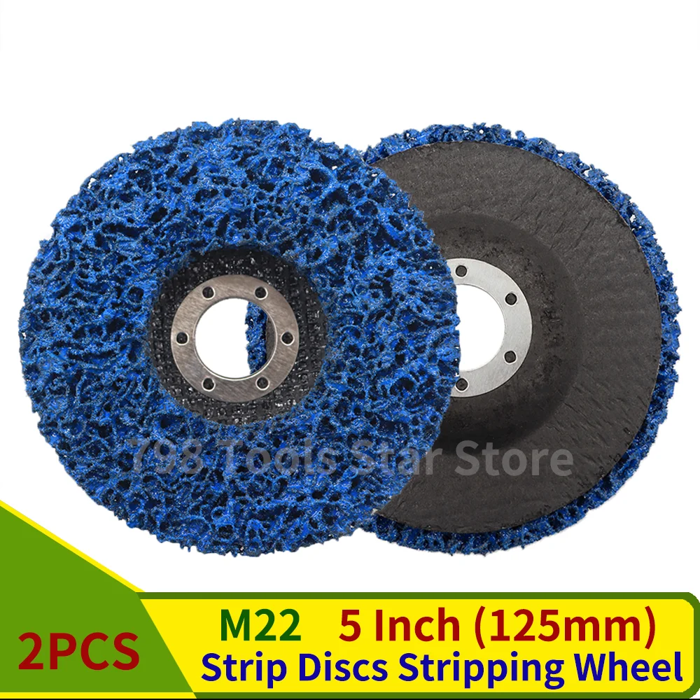 

2PCS 5"x7/8" Strip Discs Stripping Wheel for Angle Grinder Clean and Remove Paint,Rust and Oxidation,125mm Bule Stripping Wheel