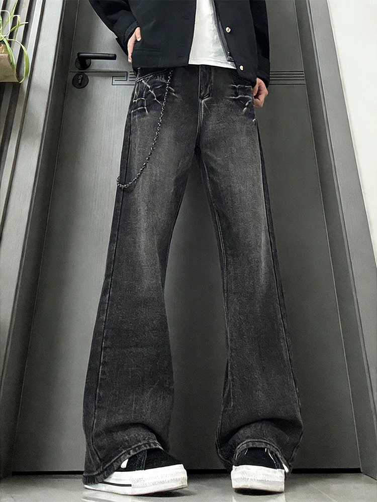 

Мужские джинсы с низкой посадкой, облегающие, для весеннего сезона, с подкладкой из флиса, с узором «бамбуковые узлы», с высокой талией, прямые, в американском стиле, повседневные