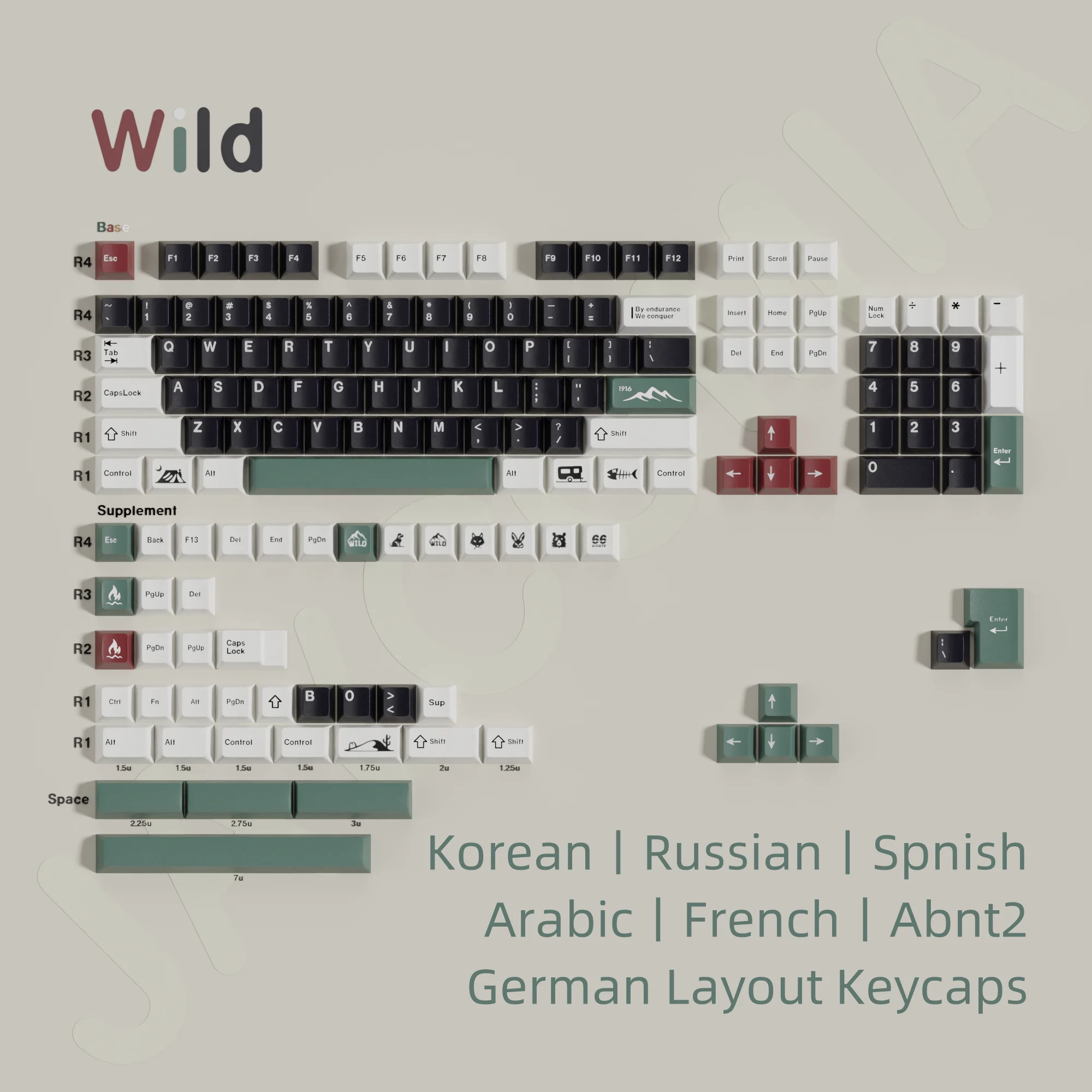 JCM Wild ISO Keycaps PBT Material Cherry Profile 7u Alice Layout Korean Big Set Key Caps German Abnt2 Spanish Fox MX Switch