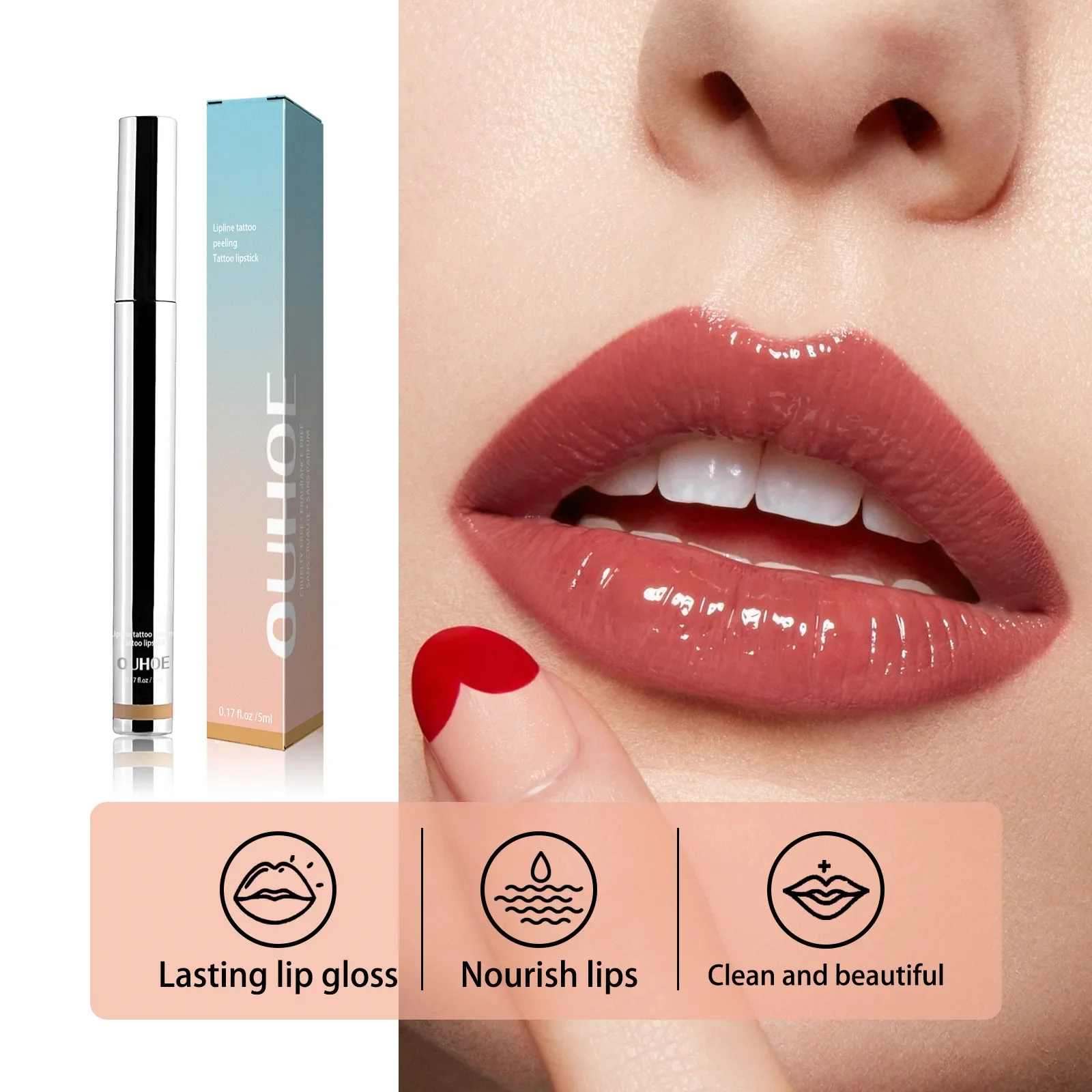 OUHOE peel-off lip liner, plump lip color without makeup peel-off lip liner tattoo