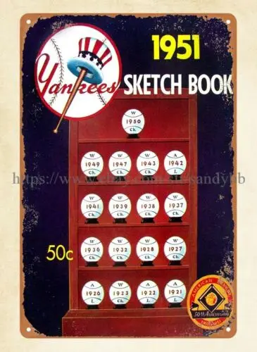 baseball 1951  YEARBOOK SKETCH BOOK cover metal tin sign