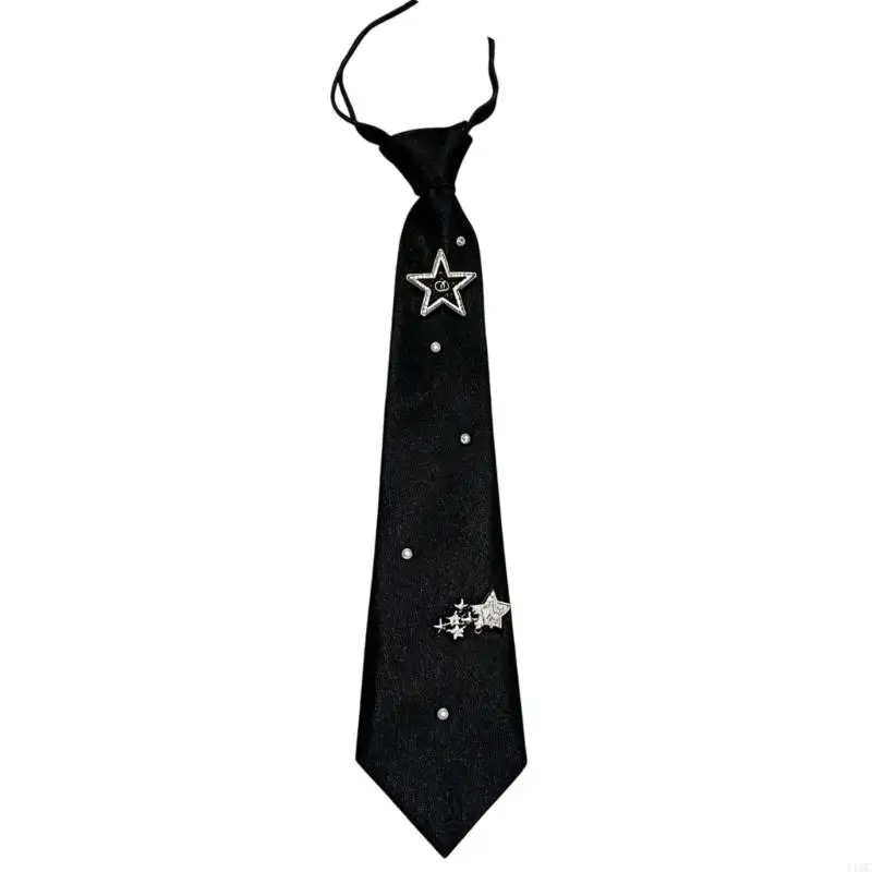 Decorative Black Necktie with Fixed Knot for Office and Photos 