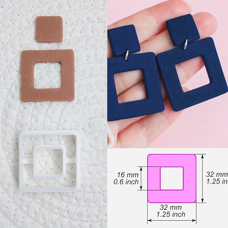 Geometry Ring Polymer Clay Cutter Heart/circle/square Soft Pottery Mold DIY Earring Pendant Jewelry Cutting Modeling Clay Tools