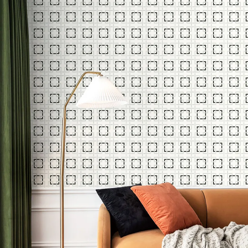 

Modern Chinese Checkered Pattern Wallpaper Bedroom Living Room Dining Room Tea House TV Background Wall 3D Texture Wallpaper