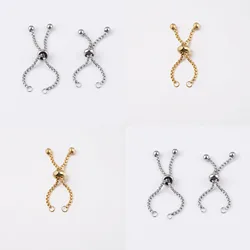 1PC Stainless Steel Adjustable Slider Chain Finger Rings Gold Color Connectors Ring Findings For DIY Jewelry Making 4.5m-5cm