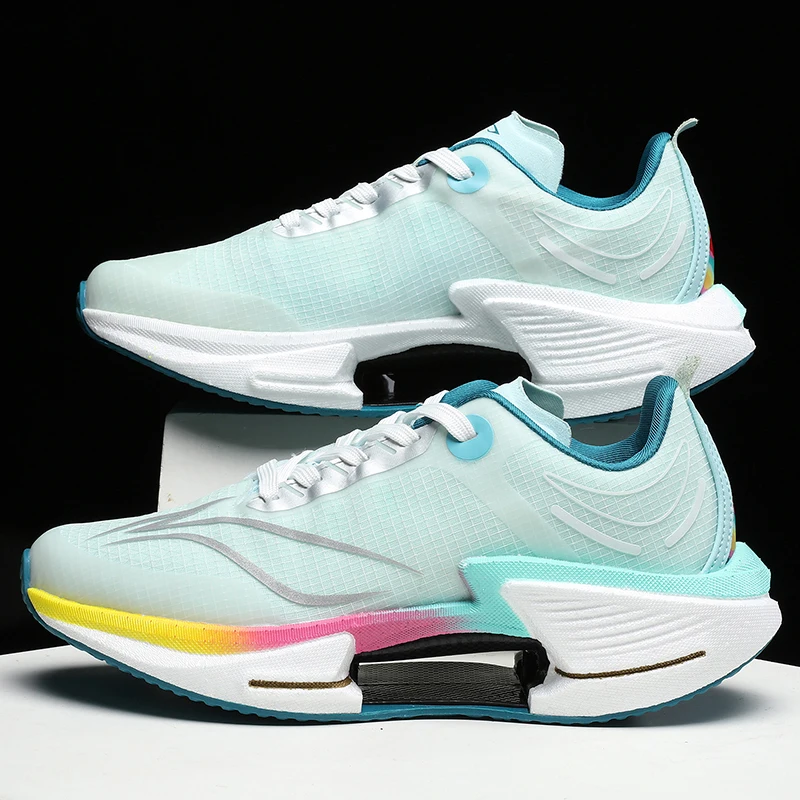 

Новые мужские кроссовки из карбоновой пластины, уличная спортивная обувь с мягкой подошвой и сеткой, кроссовки, легкие нескользящие повседневные теннисные туфли для пар