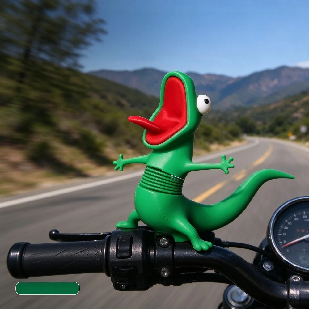 Cute Cartoon Lizard Shaking Spring Figurine Car Interior Decor Motorcycle Bike Handlebar Desktop Stress Relief Toy Gift