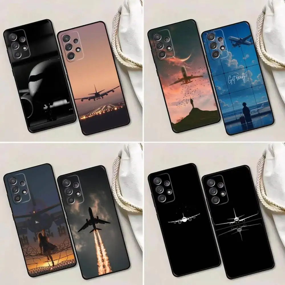 

Plane fly travel Phone Case For Samsung Galaxy A13,A21s,A22,A31,A32,A52,A53,A71,A80,A91 Soft Black Phone Cover