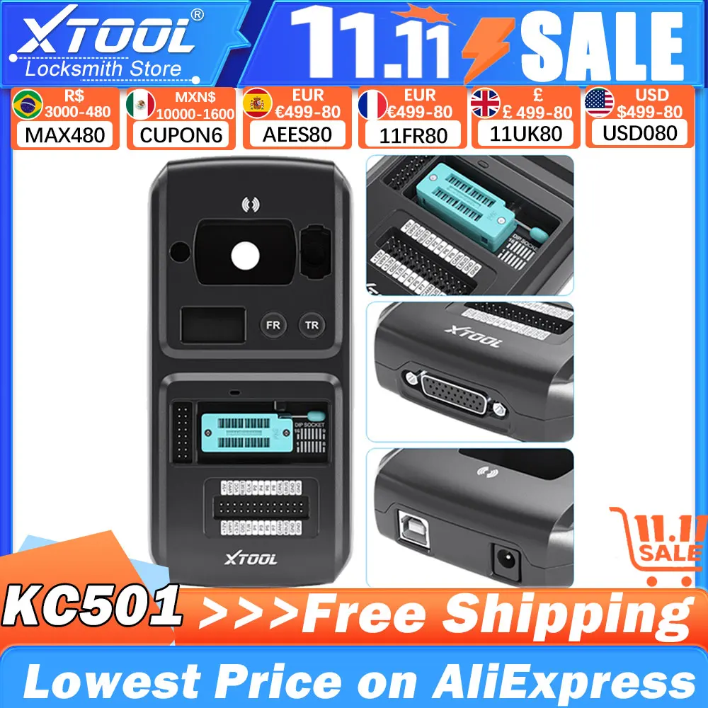 XTOOL KC501 Professional OBD2 Chip and Key Programmer ECU Reader Works For Benz Infrared Key Works With X100 PAD3/A80