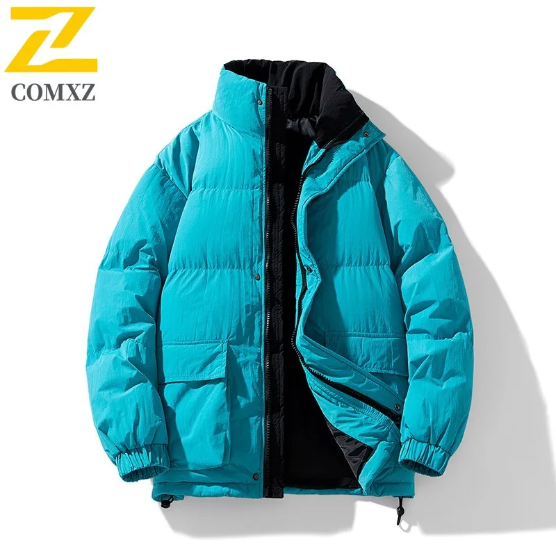 

COMXZ 2025 Men's Fleece Lined Thick Warm Cotton Jacket Autumn Winter Casual Trendy Lightweight Comfortable Coat
