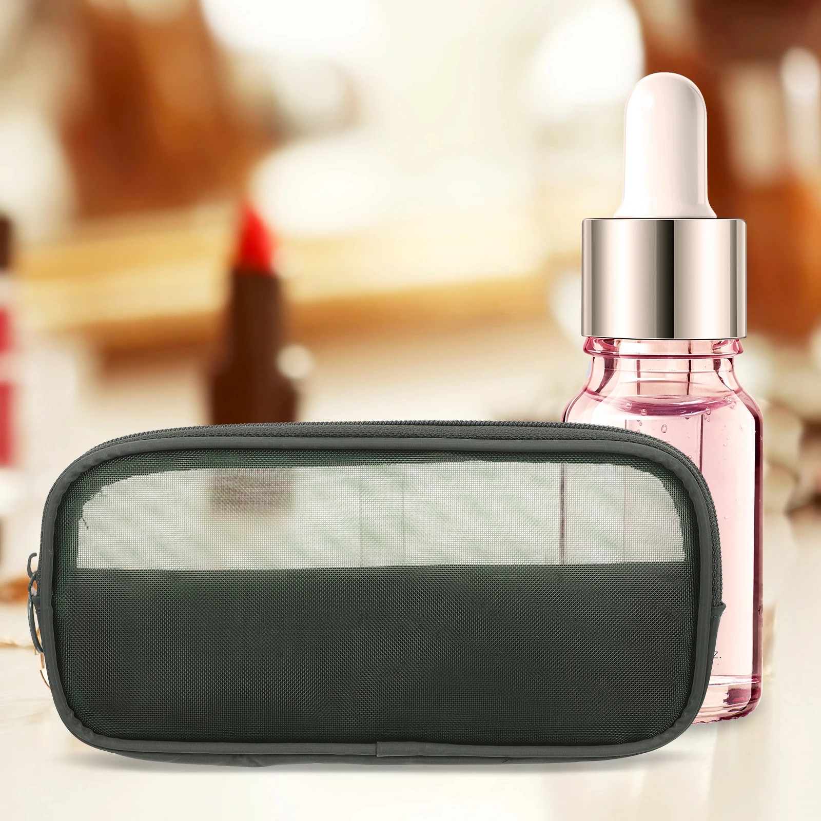 

Makeup Organizer Bag Storage Pouch Green Medium Travel Toiletry Bag Women Cosmetics Case Portable Small Bags