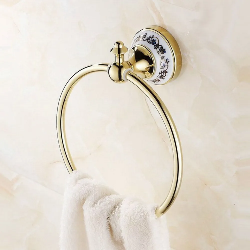

Gold Color Brass Wall Mounted Bathroom Towel Ring Rack Holder Bathroom Accessory aba252