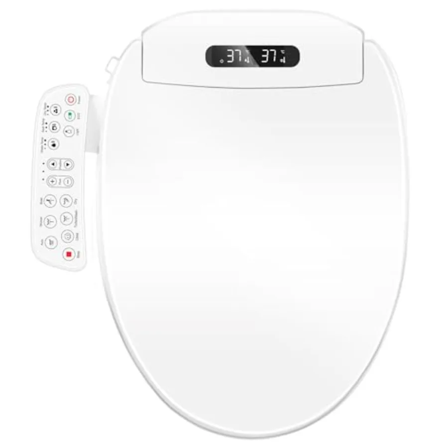 Electric Heated Warm Air Dryer with Endless Warm Water Oscillating and Pulsating Spray Wash Stainless Steel Self-Clean Nozzle