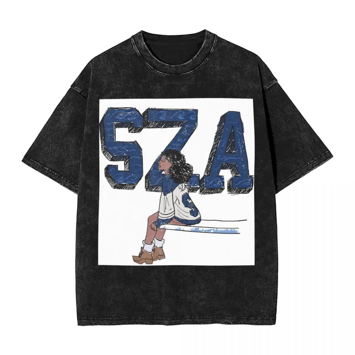 الشارع الشهير تي شيرت SZA أغنية المغني SOS ألبوم غسلها تي شيرت قصير الأكمام الهيب هوب قمم تي شيرت تيز للرجال والنساء