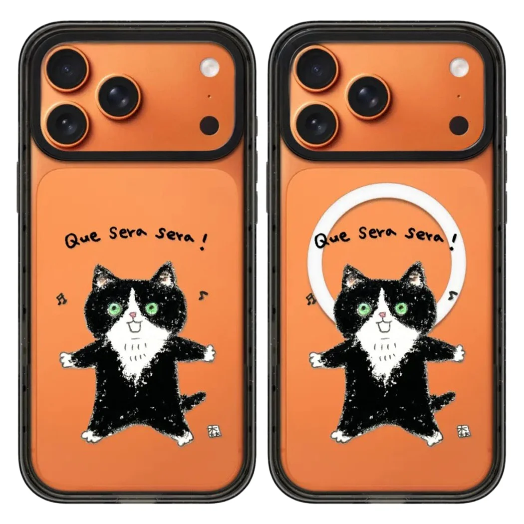 

cute white black cat Acrylic Black Border Magnetic Case: Compatible with IPhone 17 16 15 14 13 12 Pro Max 17 Air