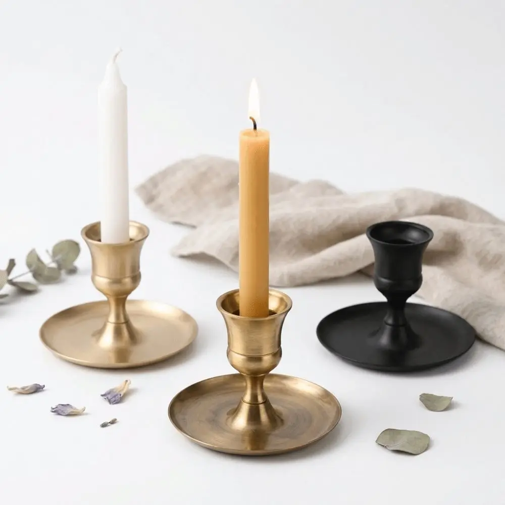 New Matte Black Candlestick Holder Short Height Vintage Style Candle Holder Decor Candlestick Decor Home Decoration