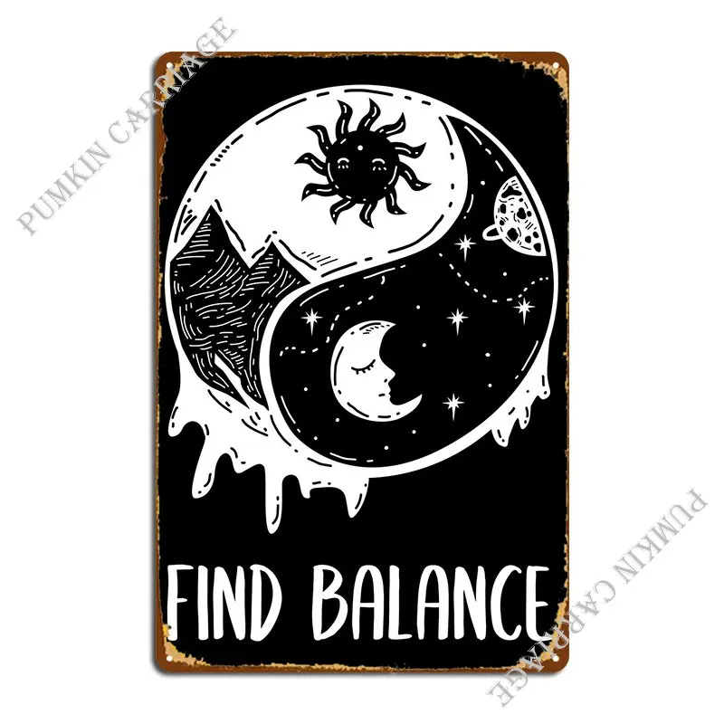 

Find Balance Ying Yang Metal Signs Living Room Wall Decor Character Party Designing Tin Sign Poster