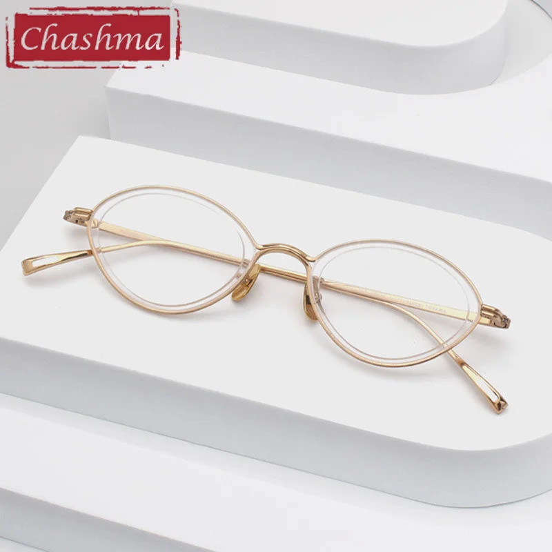 Chashma Prescription Glasses Ultra Light Titanium Small Oval Eyeglasses Frames Optical Lens Transparent Crystal for High Degree